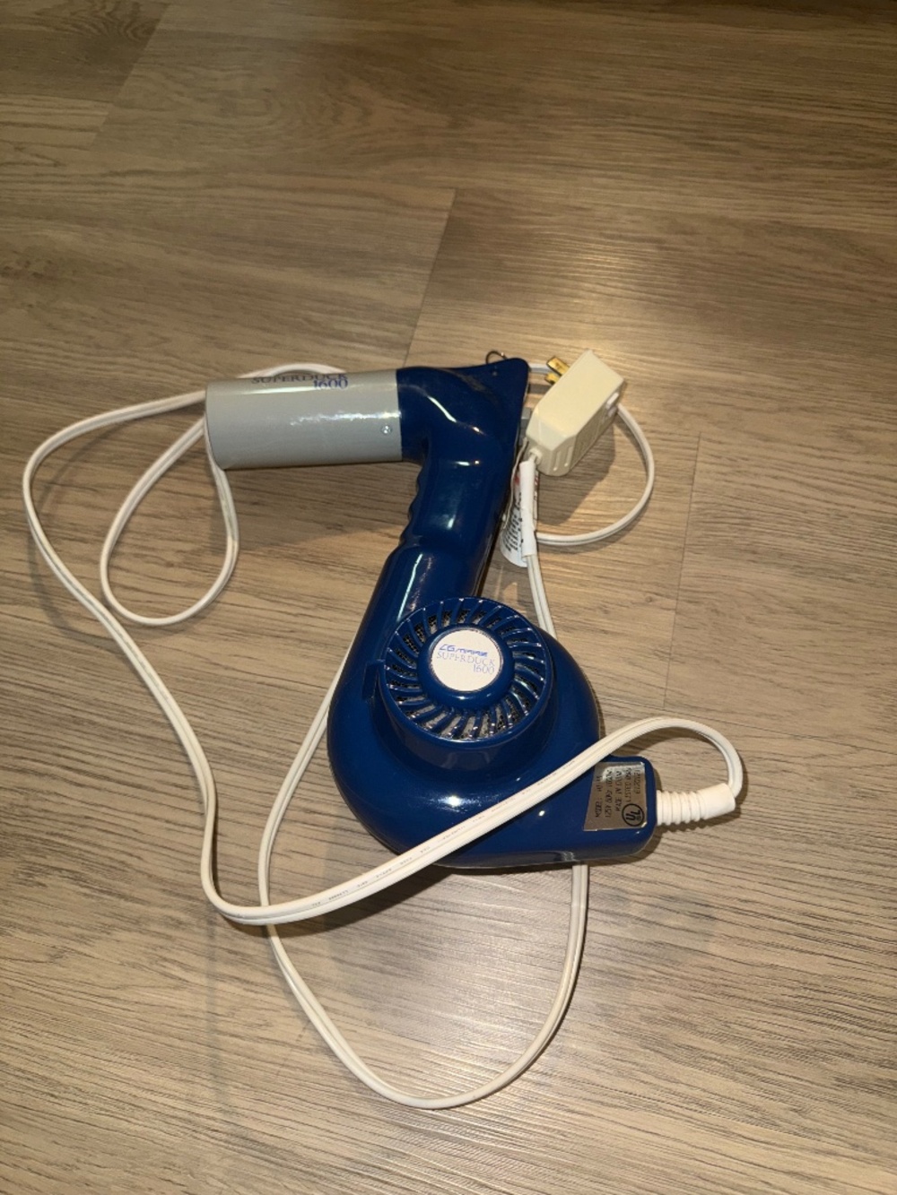Vintage 1980s Conair SuperDuck 1600 Travel‎ Hair Dryer Blue Silver Retro Tested